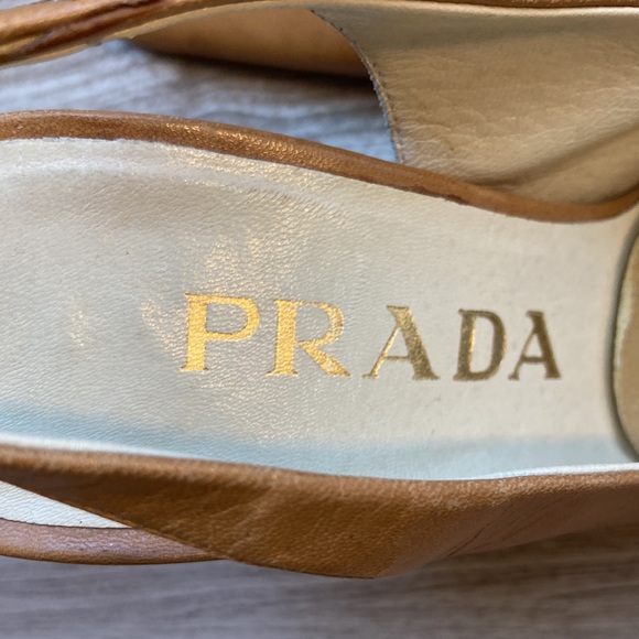 Prada sling back pointy shoes sandals size 35,5 rectangle heel - Picture 4 of 16